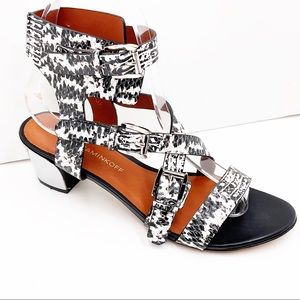 {Rebecca Minkoff} Snakeskin Print Leather Strap Sandals